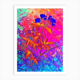 Lady Bank's Rose Botanical in Acid Neon Pink Green and Blue n.0033 Art Print