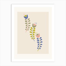 Scandinavian Folk Flowers Art Print