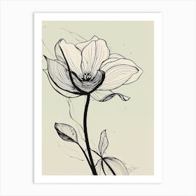 Lilies Line Art Flowers Illustration Neutral 17 Art Print