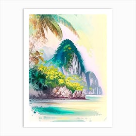 El Nido Philippines Watercolour Pastel Tropical Destination Art Print