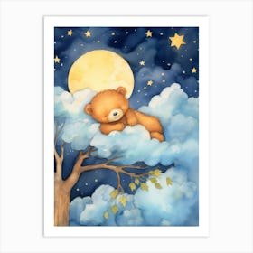 Baby Bear Cub 3 Sleeping In The Clouds Art Print