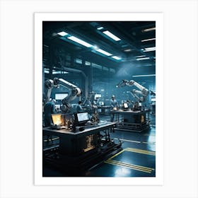 Industrial Robots In A Factory Poster