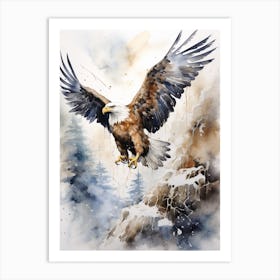 Snowy Eagle Watercolour 3 Art Print