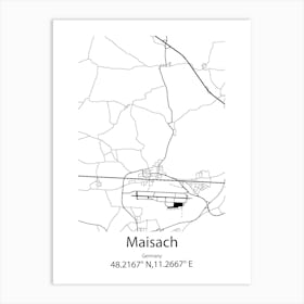 Maisach,Germany Minimalist Map Art Print