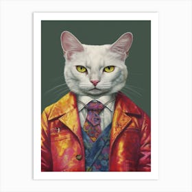 Gangster Cat Turkish Angora 2 Art Print