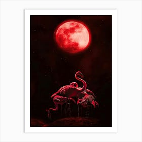 Red Flamingos Art Print