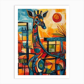 Colourful Giraffe Portrait 2 Art Print