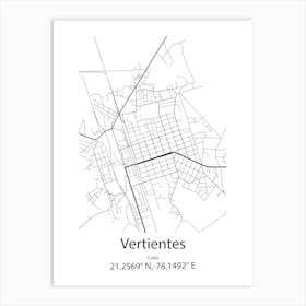 Vertientes,Cuba Minimalist Map Art Print