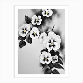 Pansy B&W Pencil 1 Flower Art Print