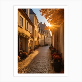 Cobblestone Street In France Art Print