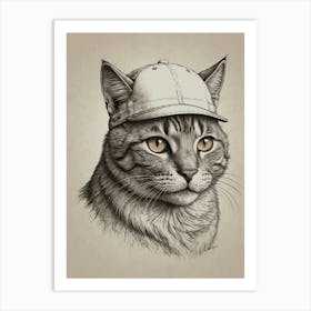 Default A Cat Wearing A Tiny Cap Tilted To The Side Giving Off 3 Art Print