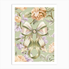 Coquette In Sage And Pink2 Pattern Art Print