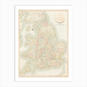 A New Map Of England (1811) Art Print