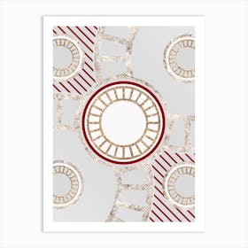 Geometric Abstract Glyph in Festive Gold Silver and Red n.0061 Art Print