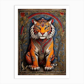 Default Traditional Madhubani Style Painting Of A Tiger On A T 1 Art Print