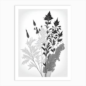 Black Cohosh Herb William Morris Inspired Line Drawing Art Print