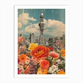 Osaka   Floral Retro Collage Style 2 Art Print