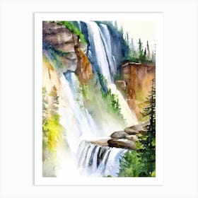 Sunwapta Falls, Canada Water Colour  (1) Art Print