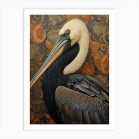 Dark And Moody Botanical Pelican 4 Art Print