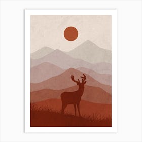 Deer In The Mountains 13 Art Print