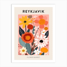 Flower Market Poster Reykjavik Iceland Art Print