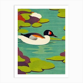 Grebe 2 Midcentury Illustration Bird Art Print