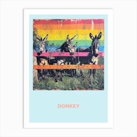 Donkey Rainbow Retro Poster 3 Art Print