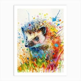 Hedgehog Colourful Watercolour 1 Art Print