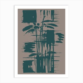 Abstract Teal And Beige Art Print