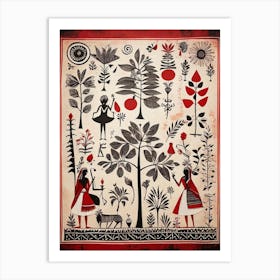 Default Traditional Ethnic Warli Art From India In Simple Geom 0 Art Print