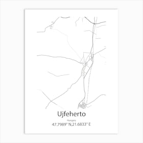 Ujfeherto,Hungary Minimalist Map Art Print