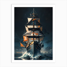 Ship In The Ocean Art Print