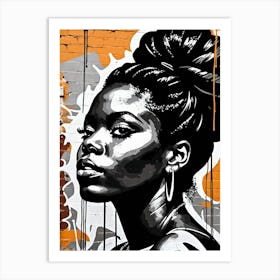 Vintage Graffiti Mural Of Beautiful Black Woman 90 Art Print