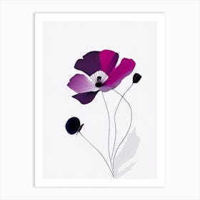 Anemone Floral Minimal Line Drawing 3 Flower Art Print