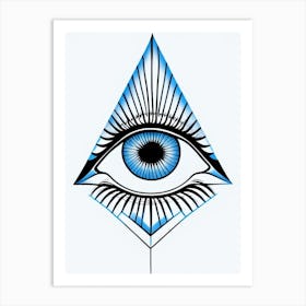 Third Eye Symbolism, Symbol, Third Eye Blue & White 5 Art Print