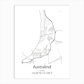 Australind,Australia Minimalist Map Art Print