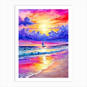 Sailboat On The Beach Art Print