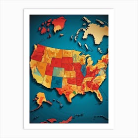 An Intricately Laid Out Vector Map Showcasing The American Commonwealth States Highlighting The Geo (7) Art Print