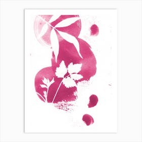 Berry Leaves Abstract Pink Art Print