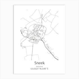 Sneek,Netherlands Minimalist Map Art Print