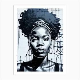 Graffiti Mural Of Beautiful Black Woman 104 Art Print