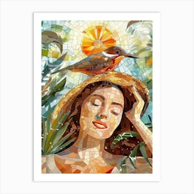 Woman With A Bird Art Print