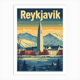 Aihrgdesign A Vintage Travel Poster Of Reykjavik 1 Art Print