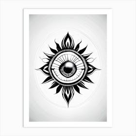 Chakra Series, Symbol, Third Eye Simple Black & White Illustration 2 Art Print