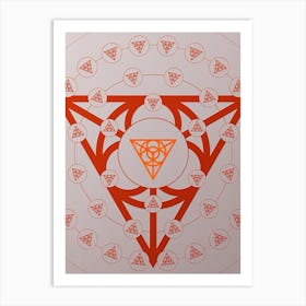 Geometric Abstract Glyph Circle Array in Tomato Red n.0077 Art Print