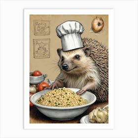 Hedgehog In Chef Hat Art Print