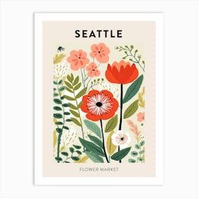 Flower Market Poster Seattle United States Art Print