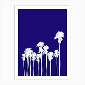 Palm Trees On A Blue Background Art Print