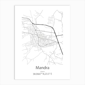 Mandra,Greece Minimalist Map Art Print