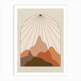 Abstract Sun Beam Mountains Art Print